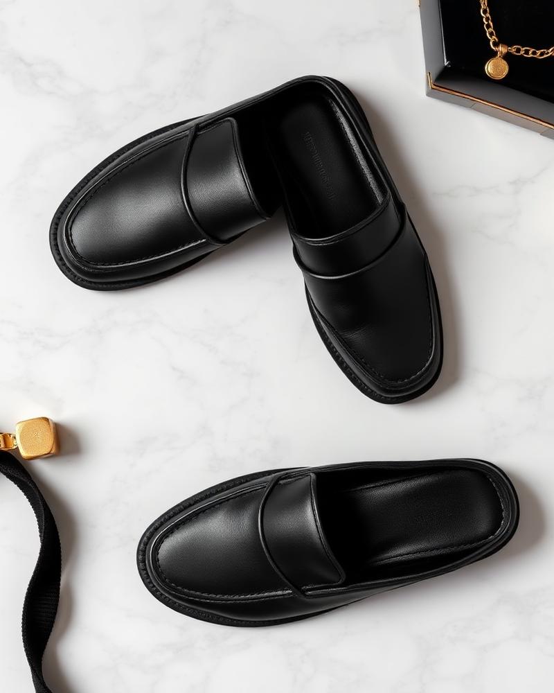 Babouches Atelier — Cuir Noir — vue 1
